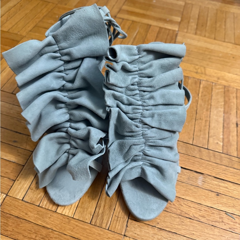 Ruffled Gray Sandals